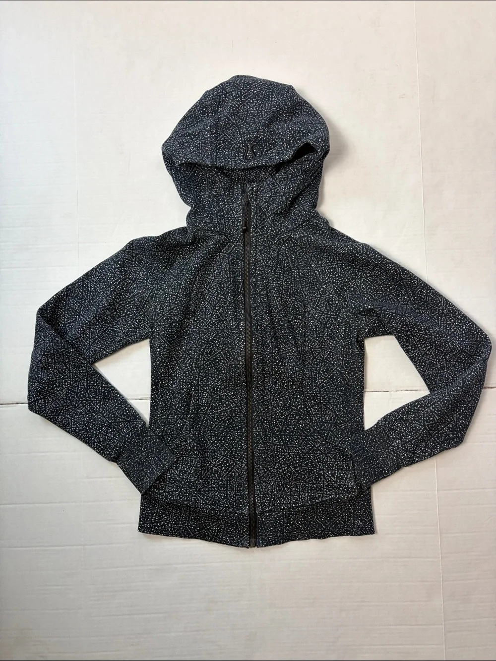 Lululemon Scuba Hoodie 4 Night View White Black Cotton Fleece Full Zip